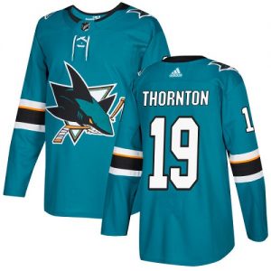 Herre NHL San Jose Sharks Drakter 19 Joe Thornton Authentic Teal Grønn Adidas Hjemme