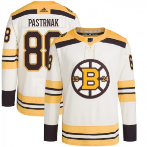 NHL Boston Bruins 100th Anniversary David Pastrnak Drakter Adidas 2023-24 Krem